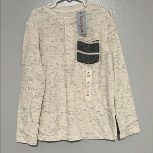 Cat & Jack Beige Long Sleeve Shirt with Dark Gray Pocket